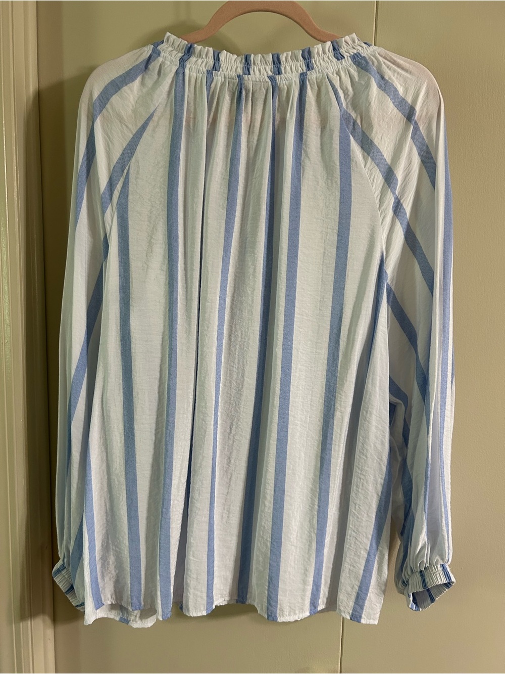 Lane Bryant White and Light Blue Striped Peasant Top - Picture 2 of 5